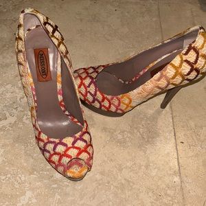 Missoni Platform Pumps Peep Toe Heels 7
